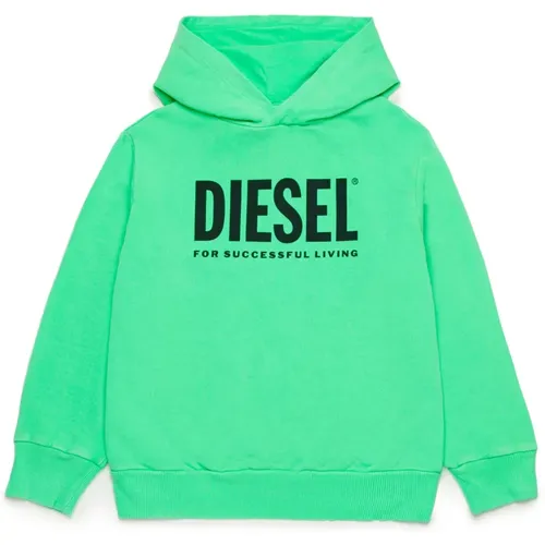 Fluoreszierender Kapuzenpullover mit Logo - Diesel - Modalova