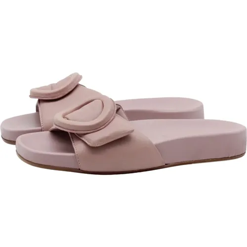 Buckle Design Leather Slip-On Shoes , female, Sizes: 8 UK, 3 UK - Pomme D'or - Modalova
