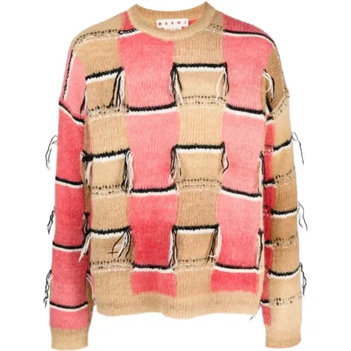 Multicolored Fringed Sweater for Men , male, Sizes: L, M - Marni - Modalova