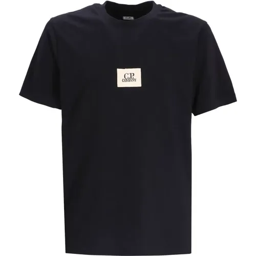 Blau Logo T-shirt , Herren, Größe: 2XL - C.P. Company - Modalova