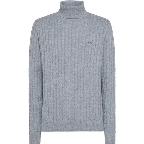 Men Light Grey Turtle Cable Turtleneck , male, Sizes: M, L, XL - Sun68 - Modalova