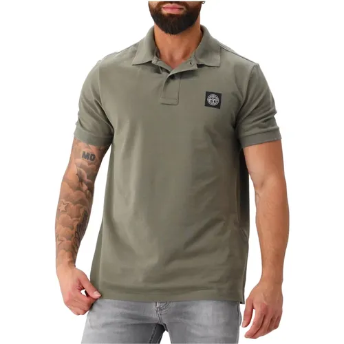 Grünes Poloshirt mit kurzen Ärmeln , Herren, Größe: XL - Stone Island - Modalova