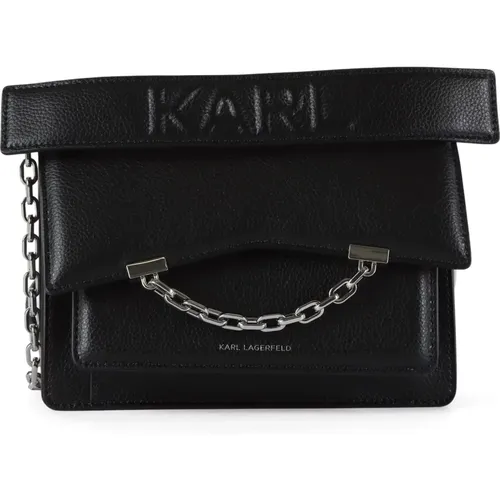 Grainy Leather Handbag with Removable Handle and Strap , female, Sizes: ONE SIZE - Karl Lagerfeld - Modalova