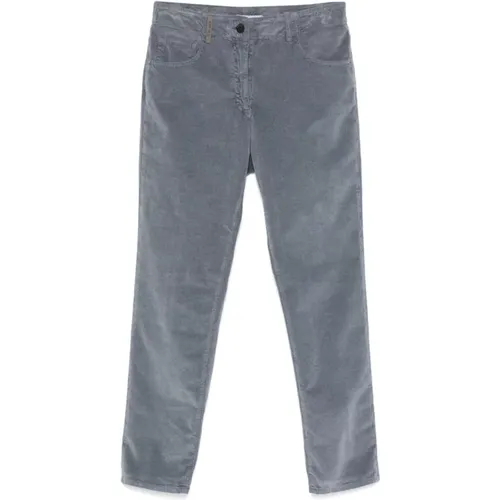 Corduroy Trousers Grey Classic Pockets , female, Sizes: L - PESERICO - Modalova