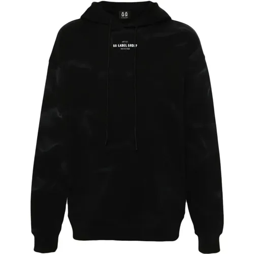 Schwarzer Baumwollhoodie mit Logo-Print , Herren, Größe: L - 44 Label Group - Modalova