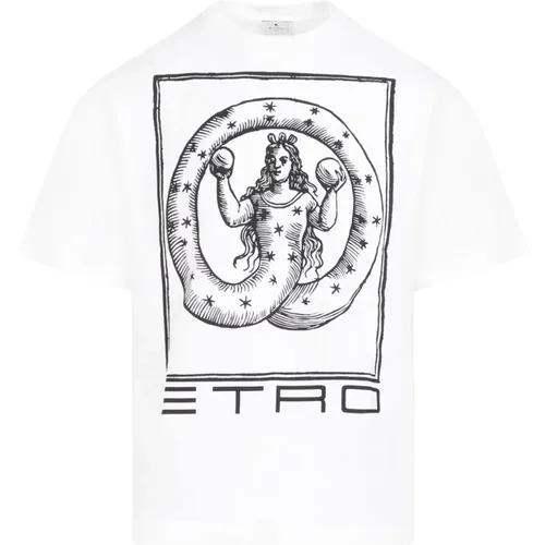 Weißes T-Shirt mit Druck , Herren, Größe: M - ETRO - Modalova
