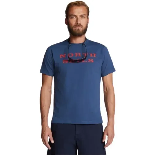 Organisches T-Shirt mit Rundhalsausschnitt und kurzen Ärmeln , Herren, Größe: M - North Sails - Modalova
