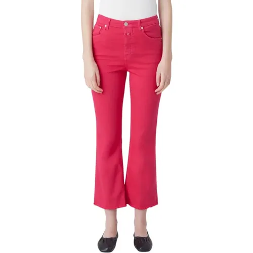 Fuchsia High-Waisted Flared Jeans , female, Sizes: W26 - closed - Modalova