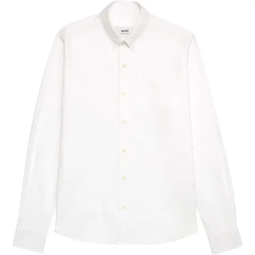 Cotton Button-Front Shirt - S , male, Sizes: L - Ami Paris - Modalova