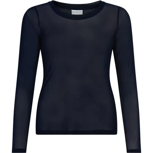 Mesh T-shirt Top Navy , Damen, Größe: L - IN FRONT - Modalova