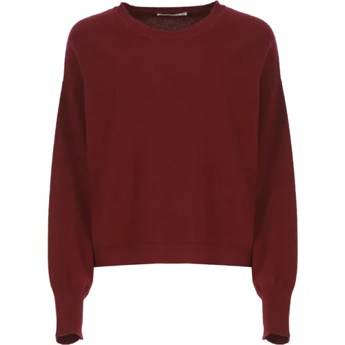 Kaschmir Rundhals Pullover Bordeaux , Damen, Größe: M - Kangra - Modalova