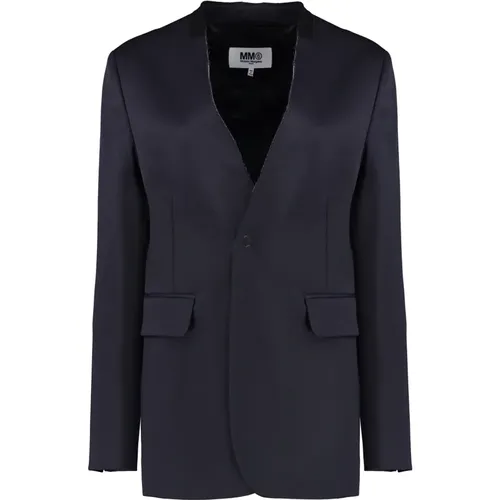 Wollmischblazer Ein-Knopf-Verschluss - MM6 Maison Margiela - Modalova