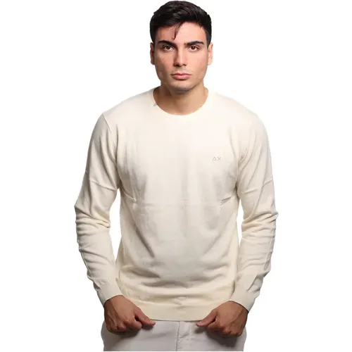 Herren Strickpullover aus Merinowolle , Herren, Größe: L - Sun68 - Modalova