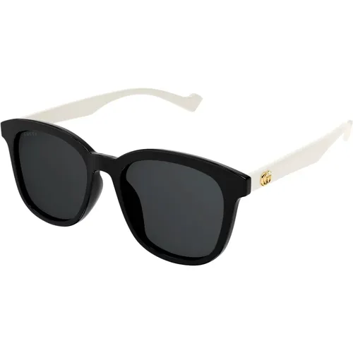 Schwarz Weiß/Graue Sonnenbrille , Damen, Größe: 55 MM - Gucci - Modalova