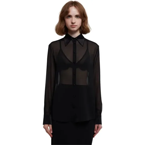 Schwarze Durchsichtige Seidenbluse,Schwarze Hemden für Männer - Dolce & Gabbana - Modalova