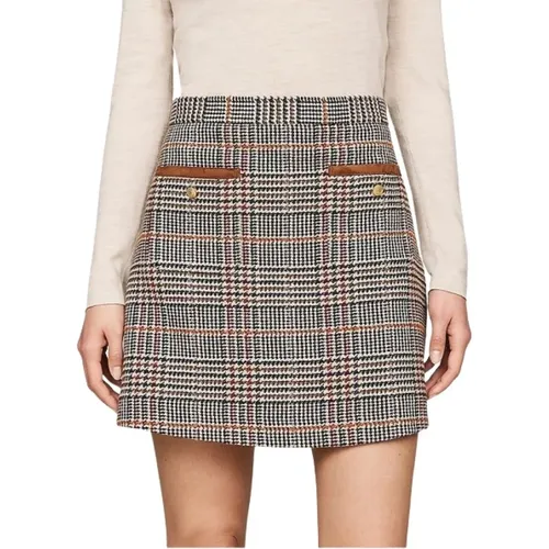 Retro Check Tweed A-Linie Rock , Damen, Größe: M - Tommy Hilfiger - Modalova