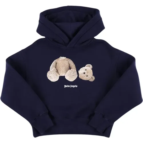 Blaue Hoodie mit Teddy-Logo - Palm Angels - Modalova