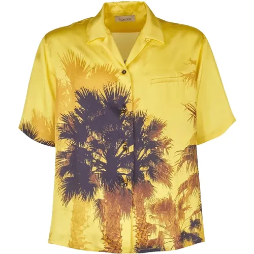 Palm Pattern Bowling Shirt , male, Sizes: L, M, XL - Laneus - Modalova