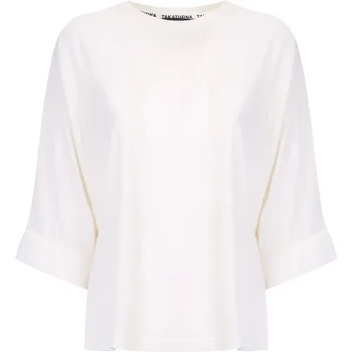 Sterne Weißes T-Shirt & Polo , Damen, Größe: L - Takaturna - Modalova