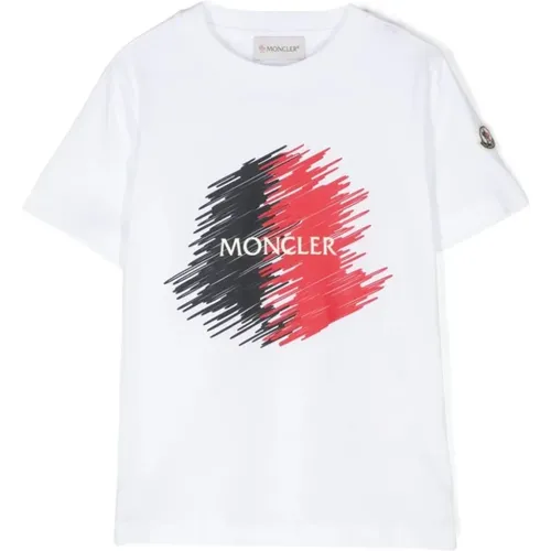 Kinder Weißes T-Shirt mit Logo-Druck - Moncler - Modalova