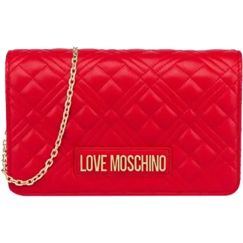 Rote Schultertasche mit Logoaufdruck - Moschino - Modalova