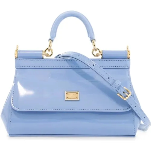 Brushed leather mini bag with iconic plate , female, Sizes: ONE SIZE - Dolce & Gabbana - Modalova