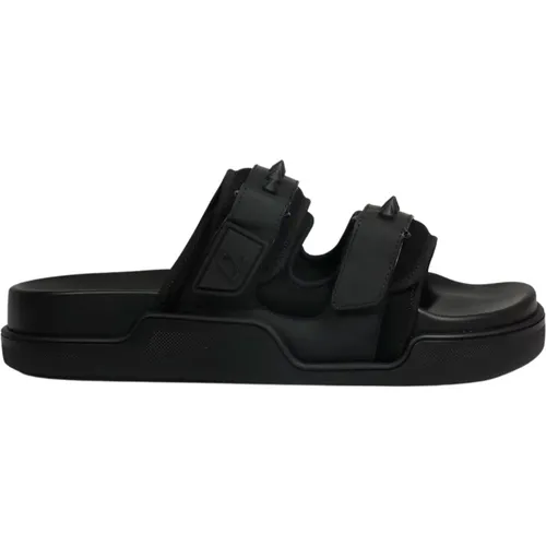 Daddy Pool Sandals - Modern Gommato Leather and Neoprene Flat Sandals , male, Sizes: 6 UK - Christian Louboutin - Modalova