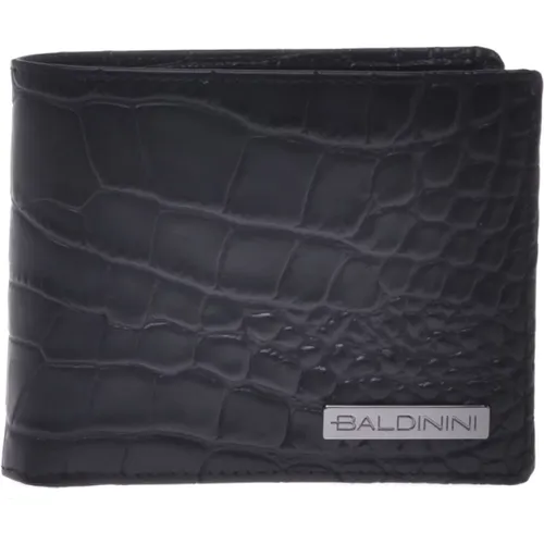 Wallet in leather with crocodile print , male, Sizes: ONE SIZE - Baldinini - Modalova