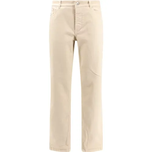 Stretch Baumwollhose mit Rückenlogo-Patch,Traditionelle Passform Denim Hose - BRUNELLO CUCINELLI - Modalova