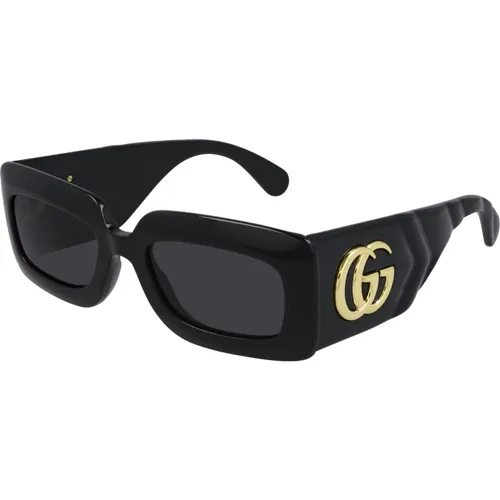 Schwarz/Graue Sonnenbrille , Damen, Größe: 53 MM - Gucci - Modalova