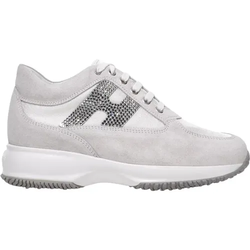 Weiße Sneakers für Frauen mit Rhinestone H-Detail , Damen, Größe: 35 1/2 EU - Hogan - Modalova