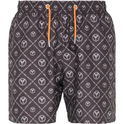 Men`s Logo Print Swim Shorts Carazzato , male, Sizes: XS - carlo colucci - Modalova