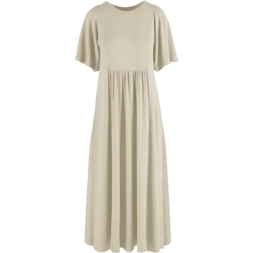 Soft Long Dress with Drapes and Gathers , female, Sizes: S, M, XL, L, XS - BomBoogie - Modalova