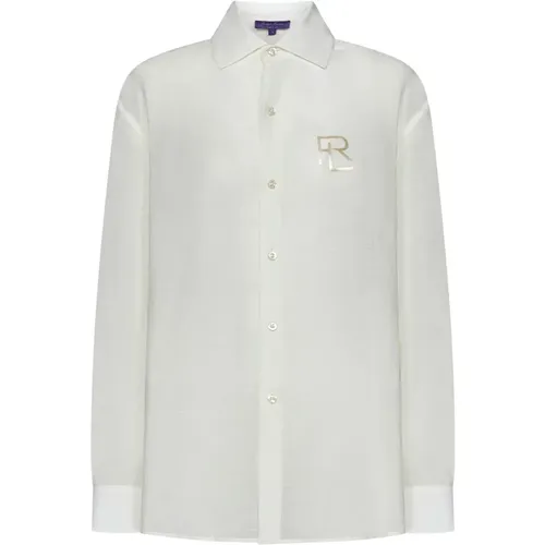 Linen Blend Shirt with Logo Embroidery , female, Sizes: 2XS - Ralph Lauren - Modalova