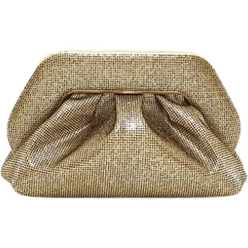 Gold Strass Clutch Bag Vegan Fabric , female, Sizes: ONE SIZE - THEMOIRè - Modalova
