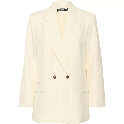 Pearled Ivory Blazer Jacket , female, Sizes: S, L, XS, XL, M - Soaked in Luxury - Modalova