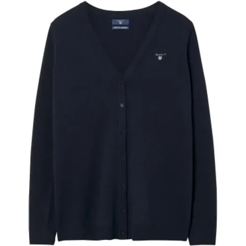 Fine V-neck Cardigan in Lamb's Wool , male, Sizes: S, XL, 2XL - Gant - Modalova