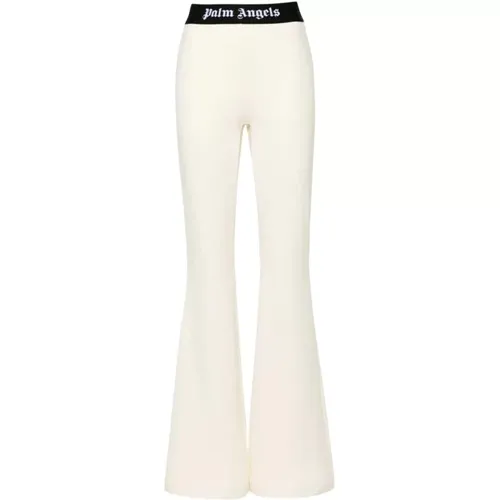Flare Sweatpants mit Logo Tape , Damen, Größe: M - Palm Angels - Modalova