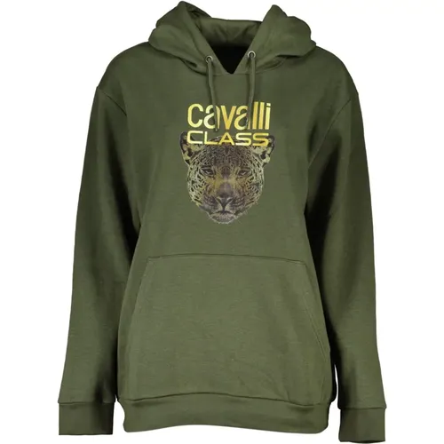 Grüner Hoodie mit Logo-Print , Damen, Größe: M - Cavalli Class - Modalova