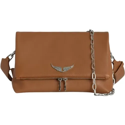 Heritage Camel Grained Leather Rocky Bag , female, Sizes: ONE SIZE - Zadig & Voltaire - Modalova