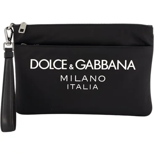 Schwarze Nylon Logo Tasche mit Abnehmbarem Riemen - Dolce & Gabbana - Modalova