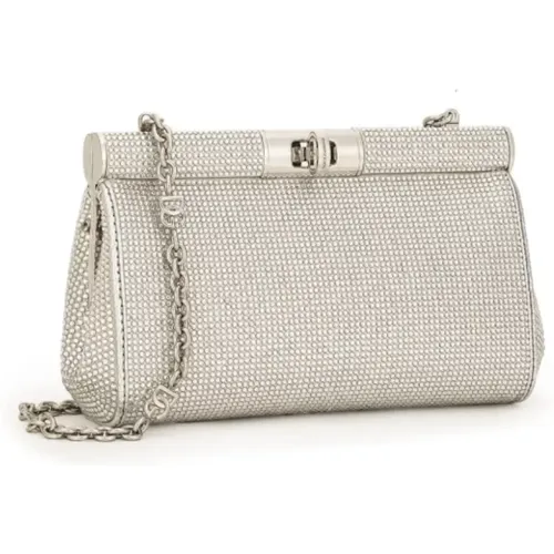 Rhinestone Embellished Chain-Link Satchel - Dolce & Gabbana - Modalova