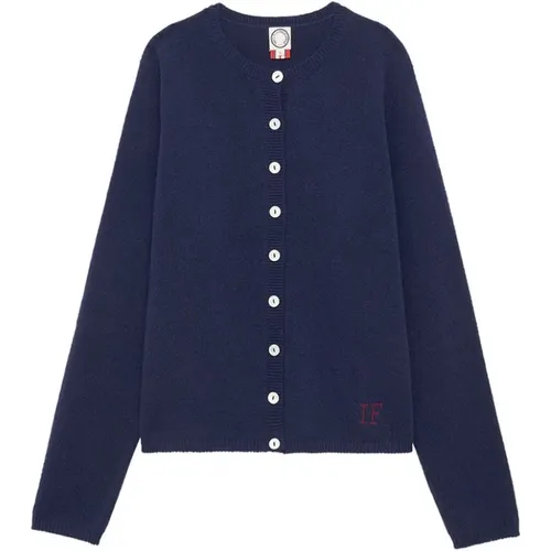 Marineblauer Cardigan mit Signatur-Stickerei , Damen, Größe: M - Ines De La Fressange Paris - Modalova