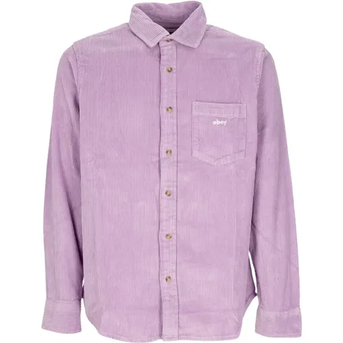 Velvet Long Sleeve Shirt Rose , male, Sizes: M, XL - Obey - Modalova