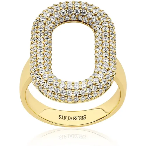 Capri Goldring mit weißen Zirkonia , Damen, Größe: 54 MM - Sif Jakobs Jewellery - Modalova