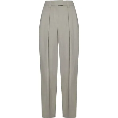 Elegant Trousers in White/Blue , female, Sizes: S, M, L - BRUNELLO CUCINELLI - Modalova
