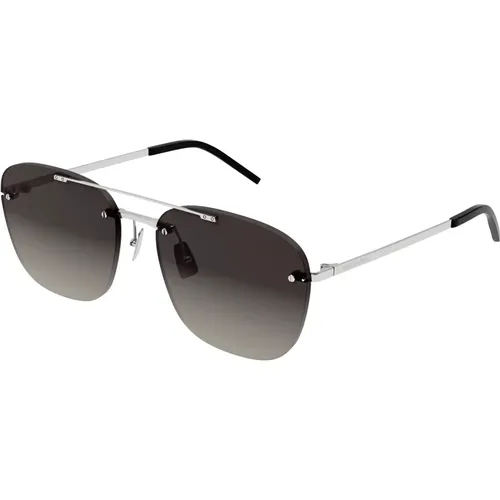 Rimless Sunglasses in Silver/Grey Shaded , unisex, Sizes: 58 MM - Saint Laurent - Modalova