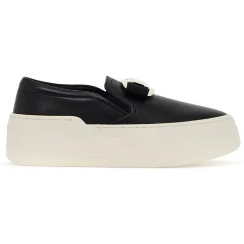 Goldene Vara Schnalle Slip-On Sneakers , Damen, Größe: 35 1/2 EU - Salvatore Ferragamo - Modalova