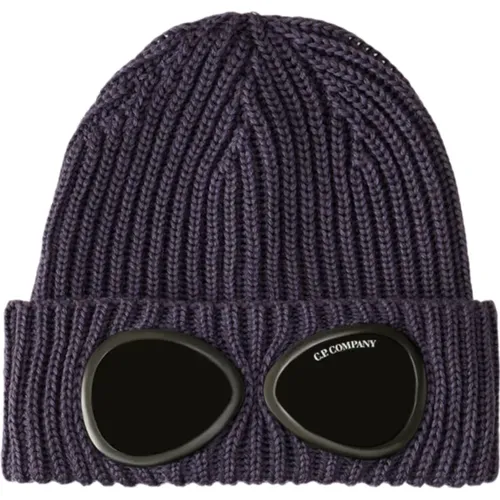 Merino Beanie mit Goggle, Night Shade , Herren, Größe: ONE Size - C.P. Company - Modalova