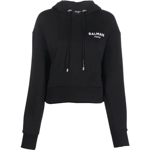 Flocked detail hoodie , female, Sizes: M - Balmain - Modalova